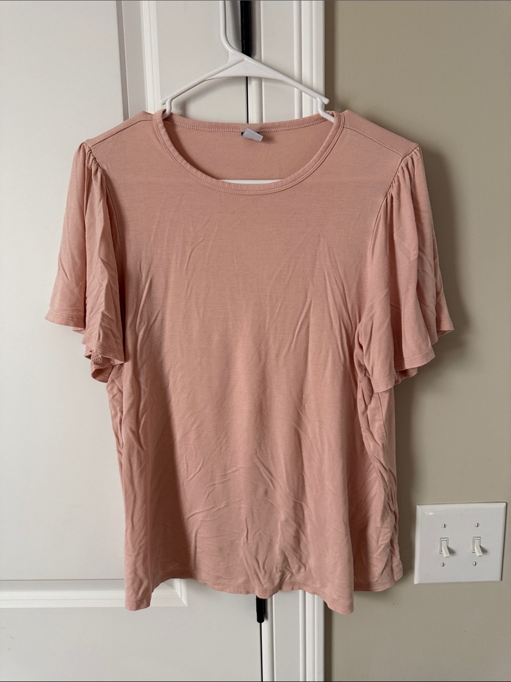 Women's Pink Flutter Sleeve Short-Sleeve Tee